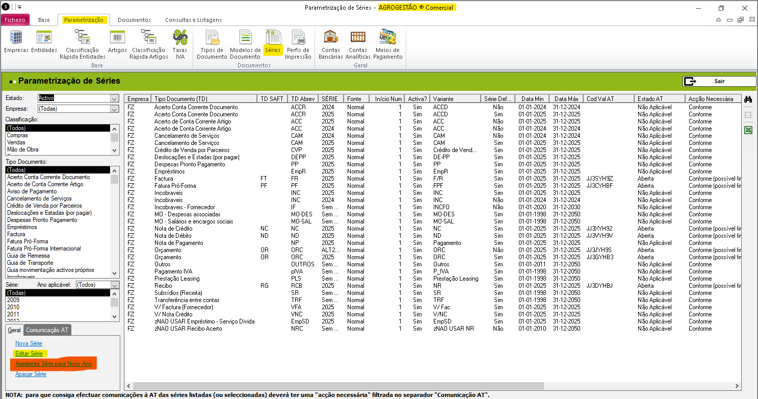 Parametrização de Séries