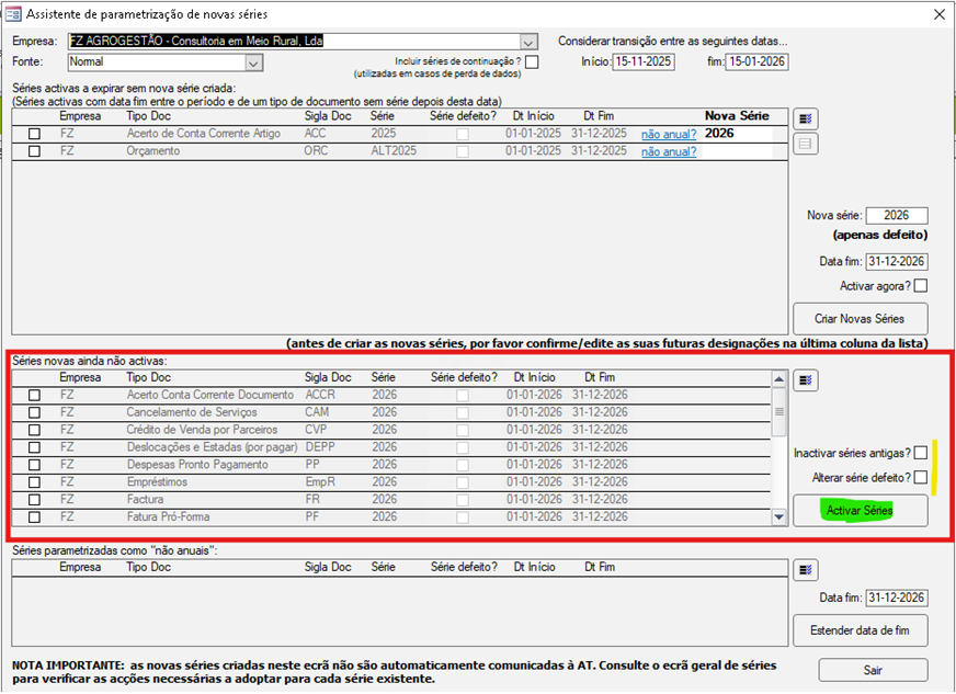 Séries novas ainda não ativas