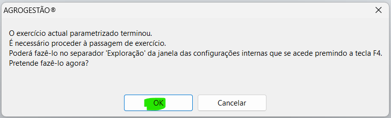 Aviso de novo exercício