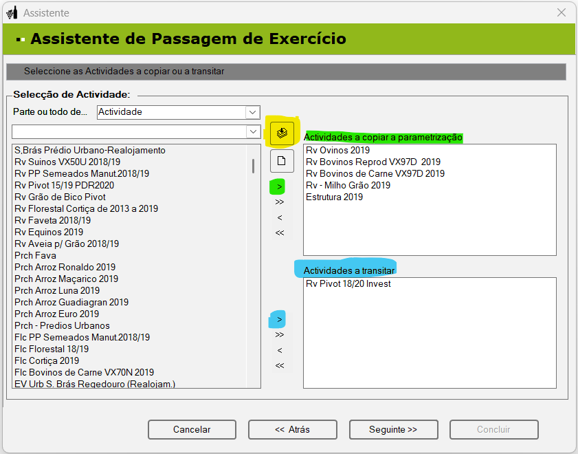 Wizard – passo 2 (atividades)