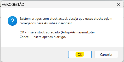 Opções de carregamento – stocks, lotes e armazéns