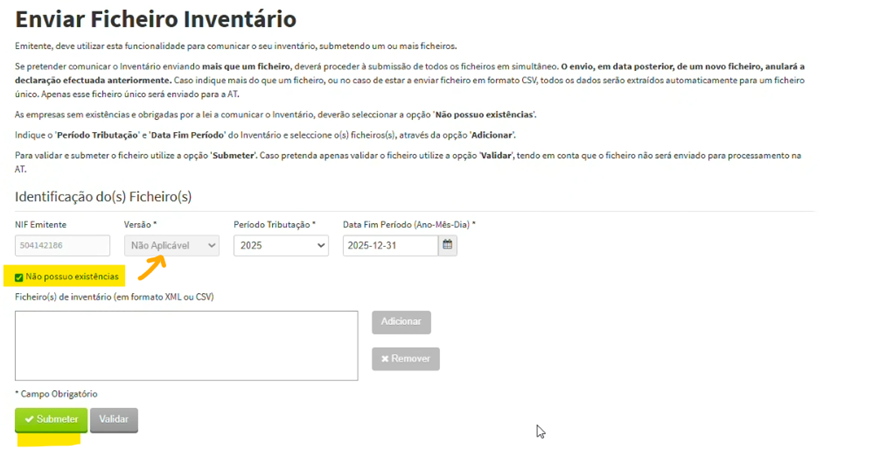 e-Fatura – não possuo existências